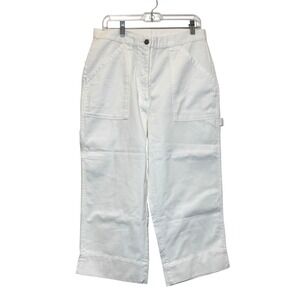 Bill‎ Blass Chinos White Carpenter Pants 12 90s Cropped Wide Leg Vintage Casual